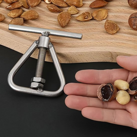 une main avec des noisettes cessée avec un casse noix 