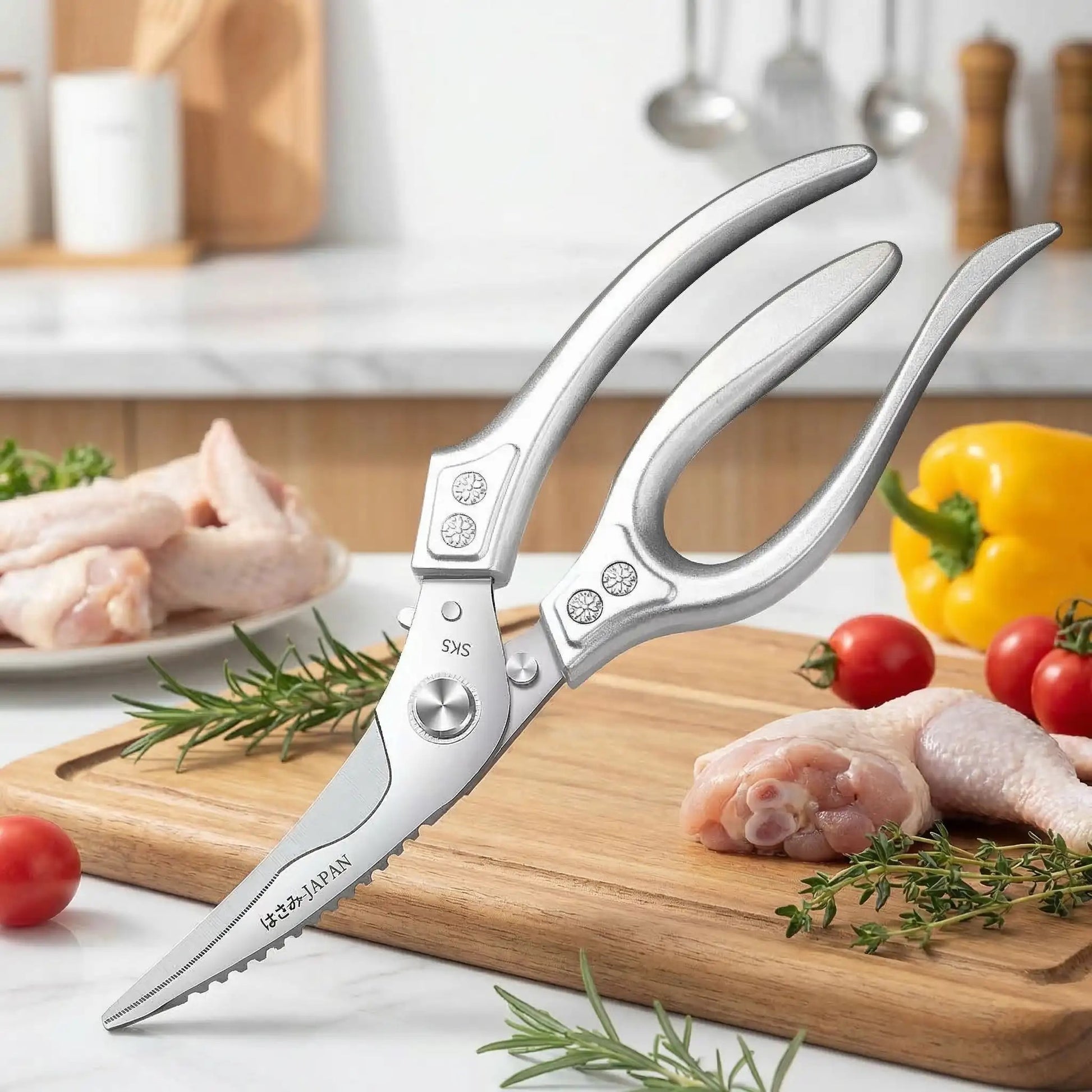 couper les poulet avec les ciseau de cuisine 