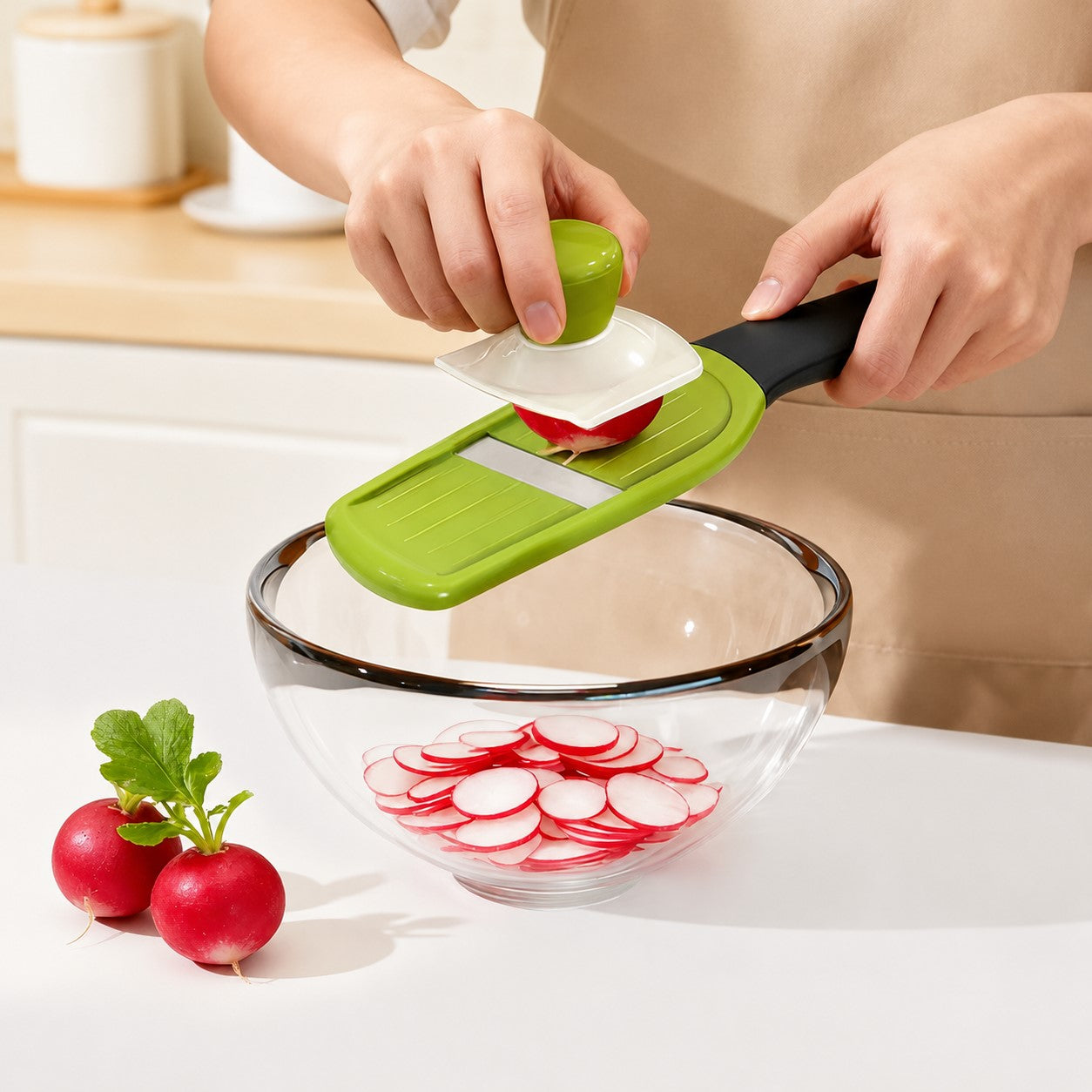 couper des radis avec un coupe legume manuel 