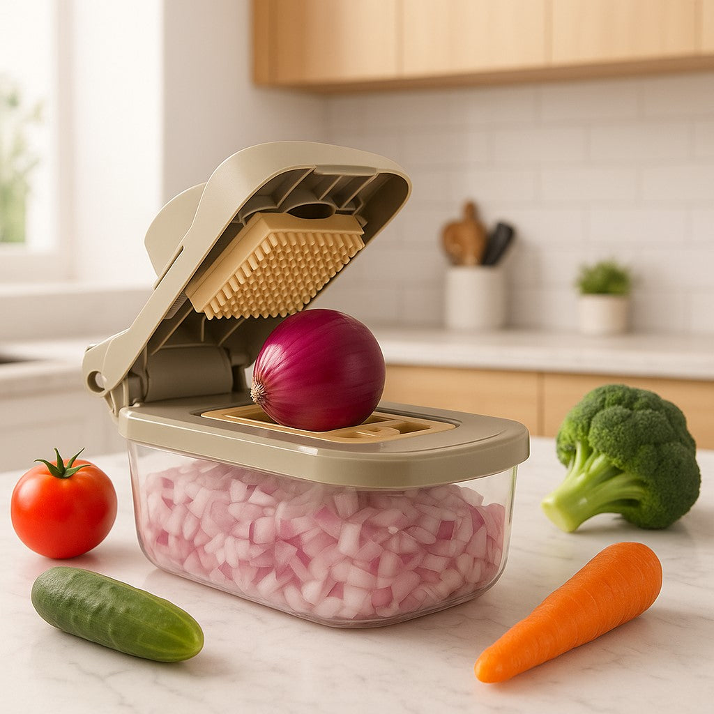 couper des oignons avec un coupe legume manuel 