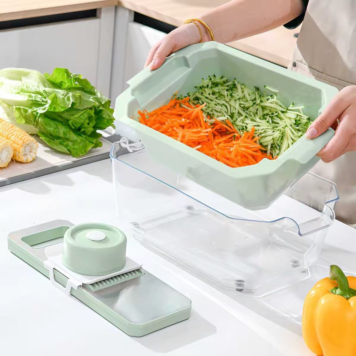 Coupe légumes manuel | 6 lames sécurisé - Shopchicuisine