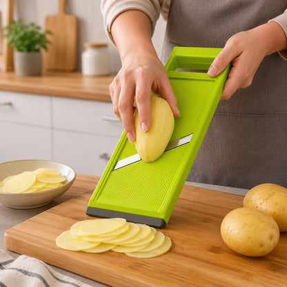 faire des tranches de pomme de terre avec un coupe legumes manuel 