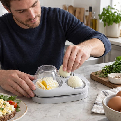 Coupe oeuf sur une table de cuisine 