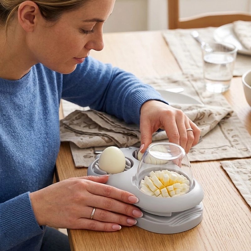 Coupe oeuf utilisé par une femme 