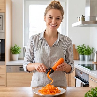  couper les carottes avec un Coupe legume manuel