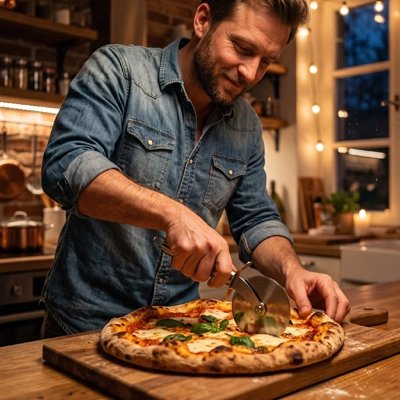  couper une pizza avec un Couteau à pizza