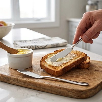 Couteau à beurre sur un plan de travail 