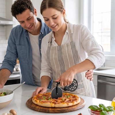 Couteau à pizza sur un plan de travail 