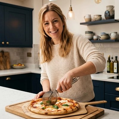 Couteau à pizza sur un plan de travail 