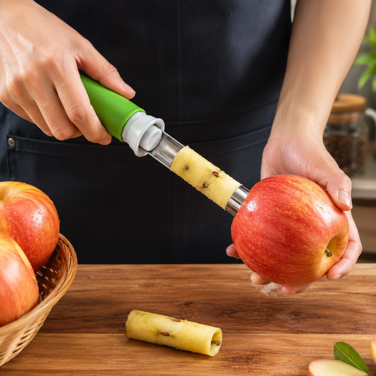 vider une pomme avec un eplucheur pomme 