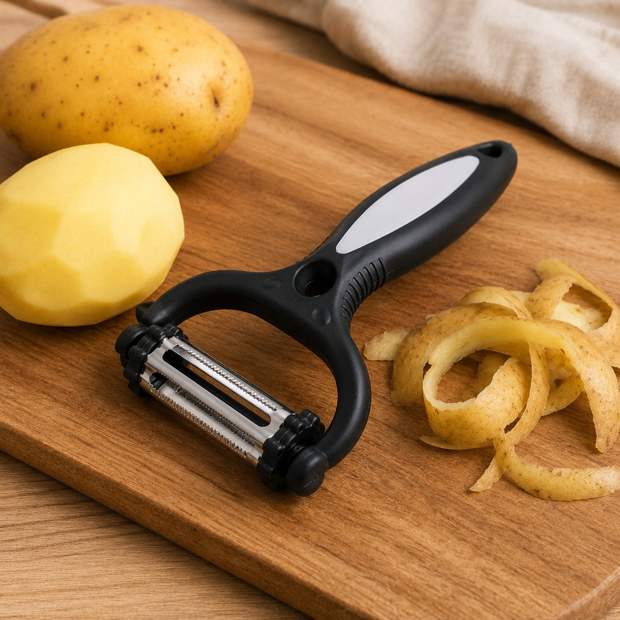 un eplucheur pomme de terre sur une table 