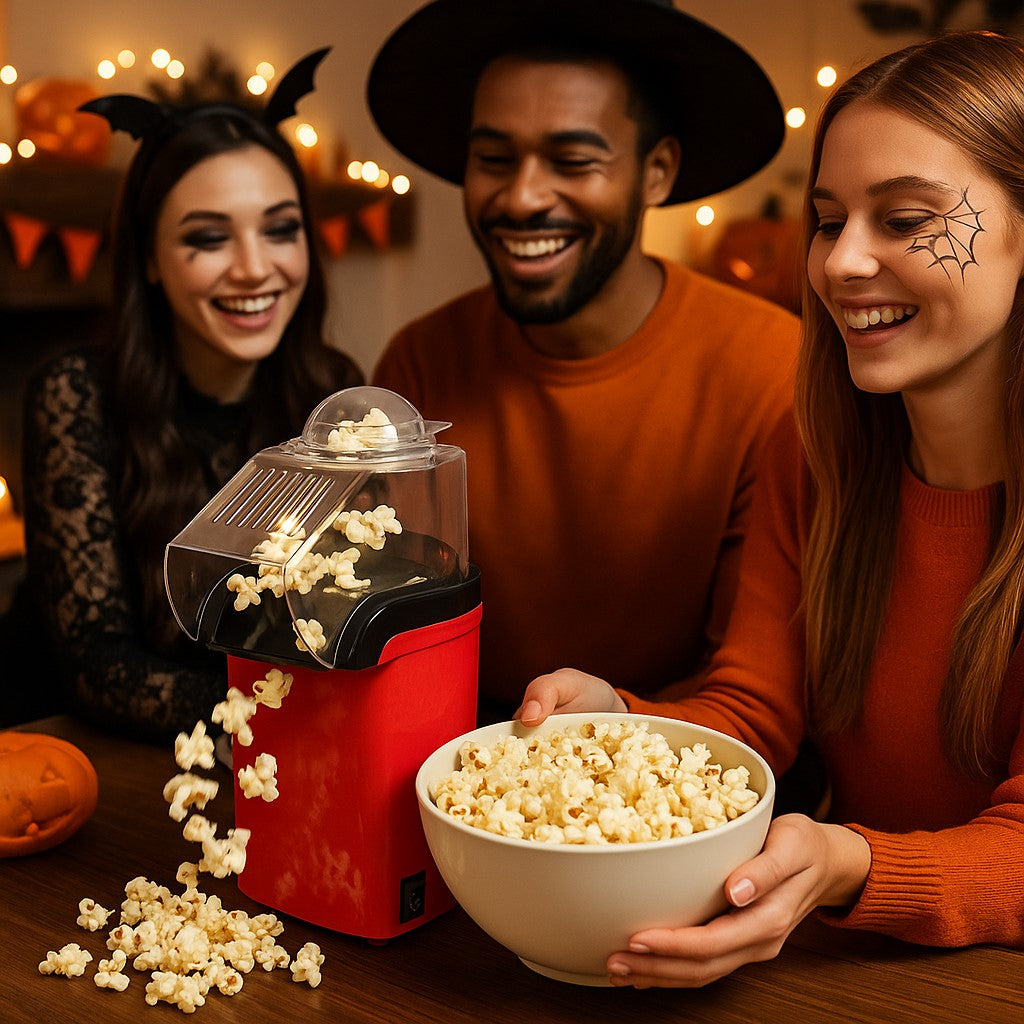 des amis autour d'une machine à pop corn 
