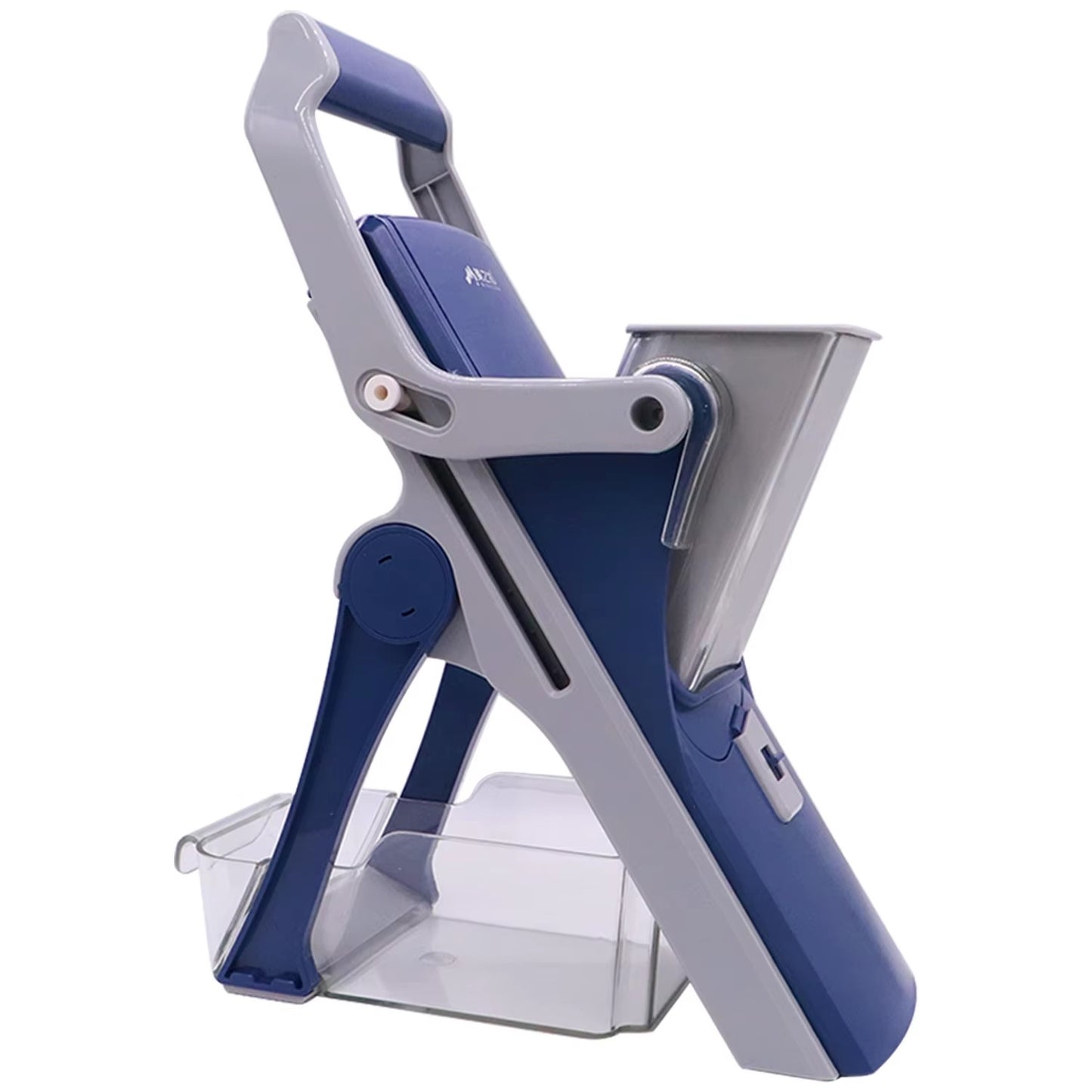 une mandoline cuisine verticale bleu 