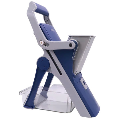 une mandoline cuisine verticale bleu 