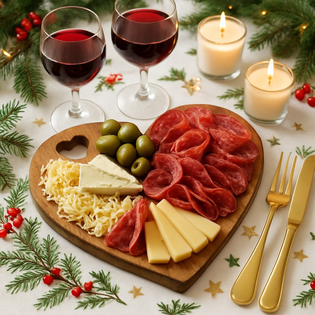 planche a découper enforme de cœur pour noël 