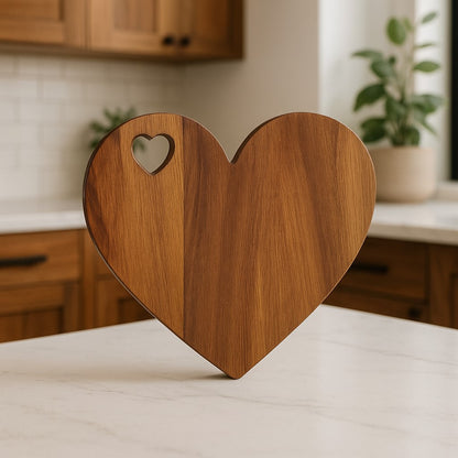 une planche a decouper en forme de cœur en bois d'acacia 