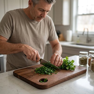 Planche à découper bois pour couper des aliments 