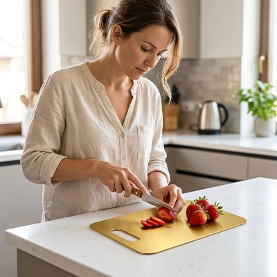 Planche a decouper doré robuste 