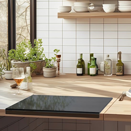 Planche de cuisine sur un plan de travaille 