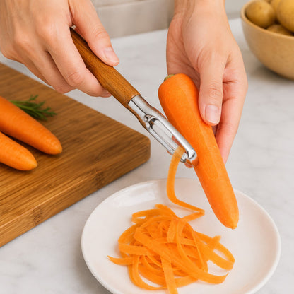 eplucher des carottes avec un eplucheur de pomme de terre 