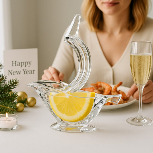 un presse agrumes en forme d'oiseau sur une table de fête 