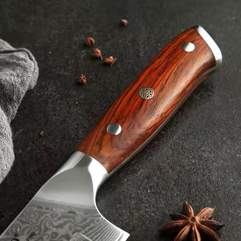 set de couteaux de cuisine poignée en bois rouge