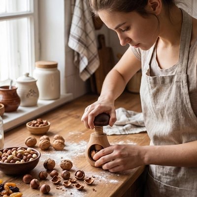  une femme qui utilise un Casse noix solide